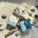 Sustainable Grooming Combo | Bamboo Razor + Natural Shaving Bar + Alum Aftershave Bar + Upcycled Cotton Pouch