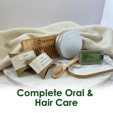 Sustainable Travel Kit| Bamboo Brush, Tongue Cleaner, Soap, Shampoo Bar, Neem Comb, Toothpaste Tabs, Cotton Pouch