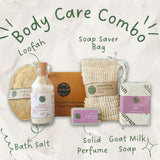 Shunyam Body Care Ritual Box | Goat Milk Soap, Soap Saver Bag, Loofah, Solid Perfume, Bath Salt