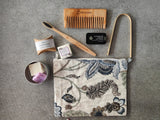 Sustainable Travel Kit| Bamboo Brush, Tongue Cleaner, Soap, Shampoo Bar, Neem Comb, Toothpaste Tabs, Cotton Pouch