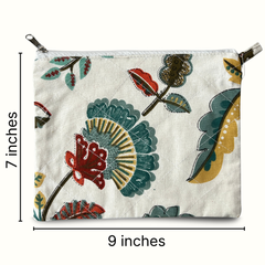 Multipurpose Cotton Pouch with Sanganeri Print (9 x 7 Inches)