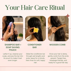 Shunyam Nourishing Hair Care Combo | Shampoo Bar, Conditioner Bar, Neem Comb, Soap Saver Bag