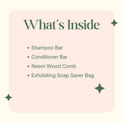 Shunyam Nourishing Hair Care Combo | Shampoo Bar, Conditioner Bar, Neem Comb, Soap Saver Bag