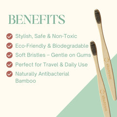 Bamboo Toothbrush - Soft Bristles | Charcoal Fiber Bristles