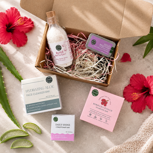 Shunyam Serenity Ritual Box | Shampoo Bar, Conditioner Bar, Facewash Bar, Bath Salt, Solid Perfume