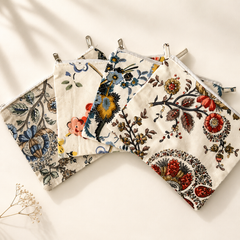 Multipurpose Cotton Pouch with Sanganeri Print (9 x 7 Inches)