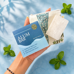 Sustainable Grooming Combo | Bamboo Razor + Natural Shaving Bar + Alum Aftershave Bar + Upcycled Cotton Pouch
