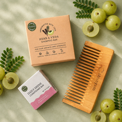 Shunyam Hair Care Combo – Shampoo Bar, Conditioner Bar & Neem Comb