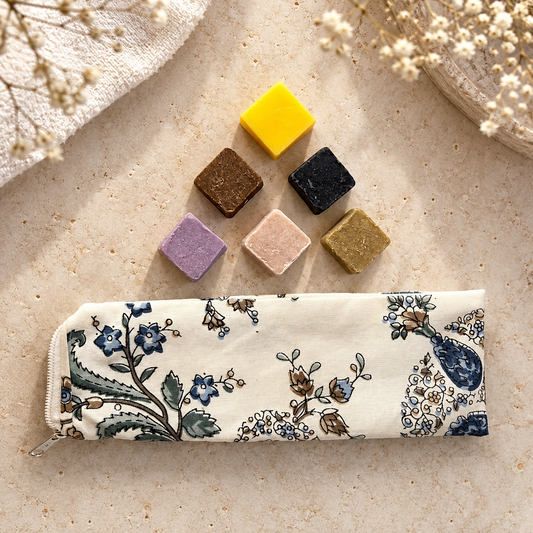 Shunyam Mini Hair Care Kit – 5 Shampoo Bar Minis + Conditioner Bar in a Pouch