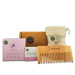 Shunyam Nourishing Hair Care Combo | Shampoo Bar, Conditioner Bar, Neem Comb, Soap Saver Bag