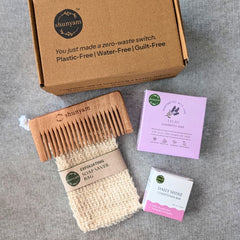 Shunyam Nourishing Hair Care Combo | Shampoo Bar, Conditioner Bar, Neem Comb, Soap Saver Bag